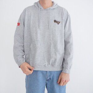 Vintage St Louis Rams Grey NFL Hoodie Sporty Collegiate Streetwear Football L